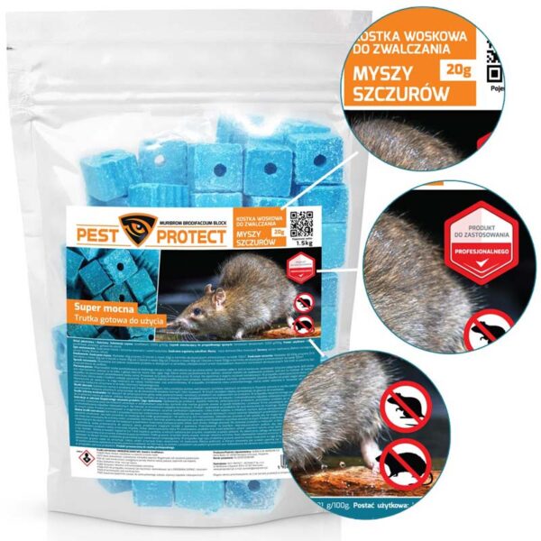 Mocna trutka, kostka na szczury, myszy PEST PROTECT muribrom DDD
